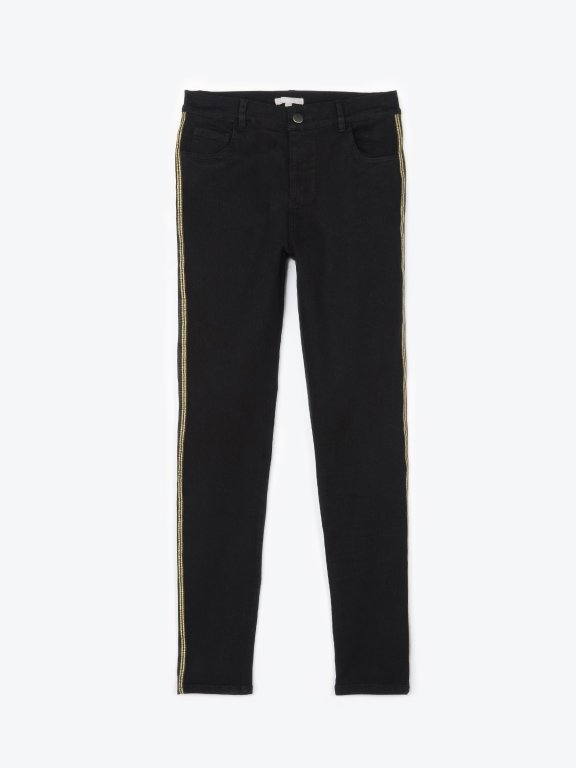 Skinny trousers with gold side tape