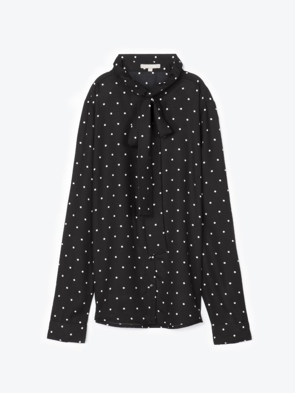 Polka dot print blouse with bow