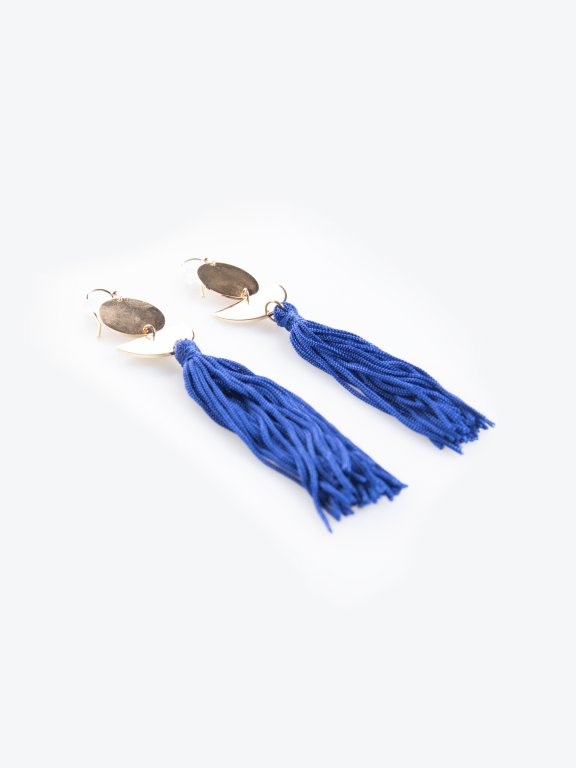 Long drop earrings with tassels