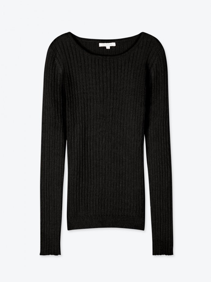 black ribbed crew neck jumper