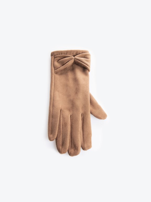 Gloves with bow detail