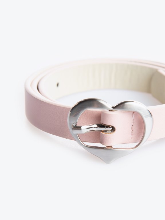 Faux leather belt with heart buckle