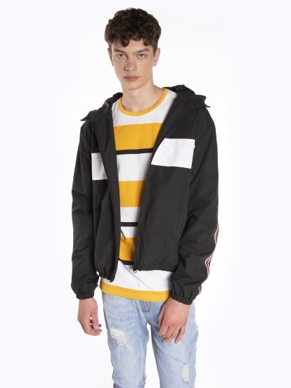 Taped jacket with hood