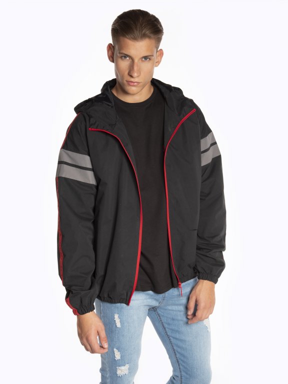 Taped jacket with contrast zipper