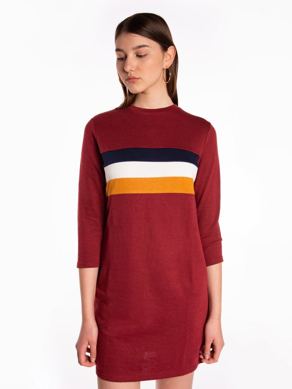 Sweatshirt dress with stripes