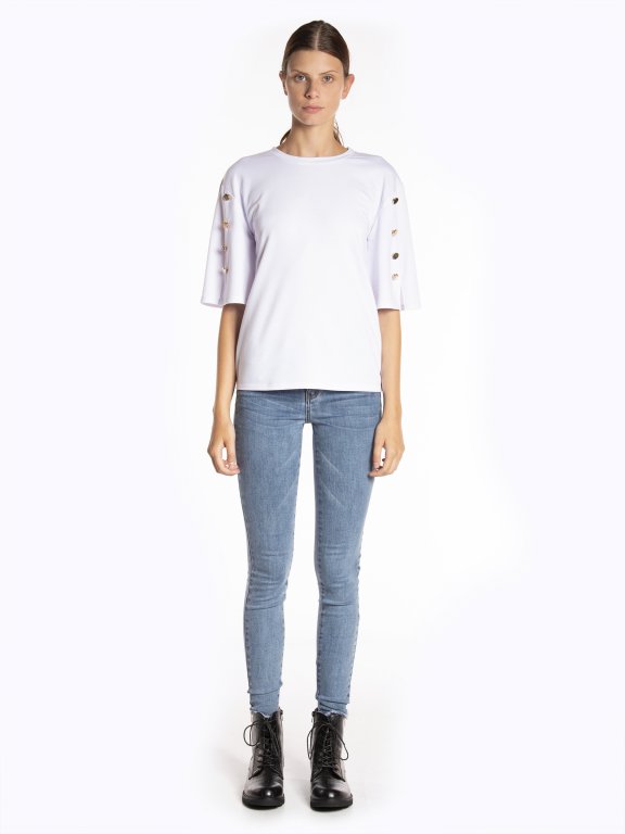 T-shirt with embellished sleeves