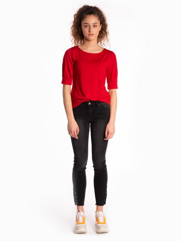 T-shirt with puff sleeves