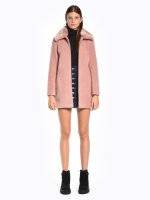 Zip-up coat with removable faux fur collar