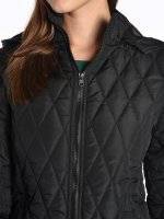 Longline light padded quilted jacket with removable hood