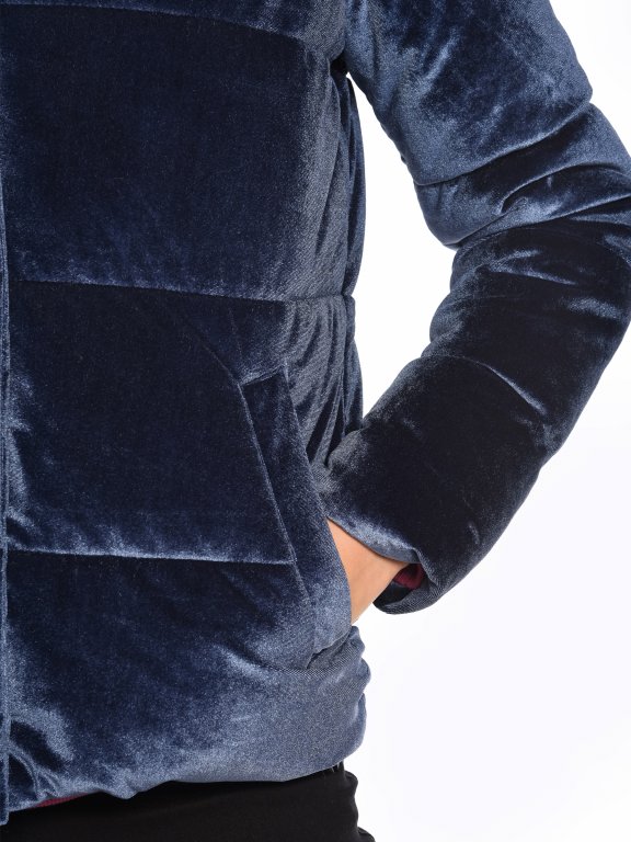 Quilted padded velour jacket