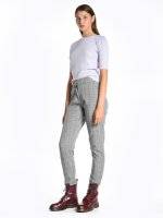 Plaid straight fit stretchy trousers