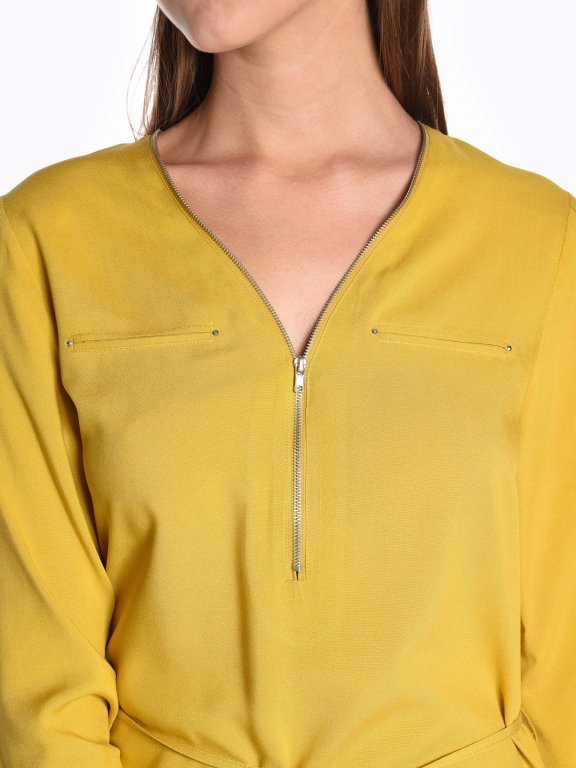 Longline viscose blouse with zipper