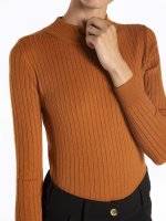 High neck rib-knit jumper