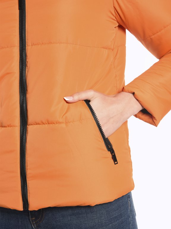 Plain puffer jacket with hood