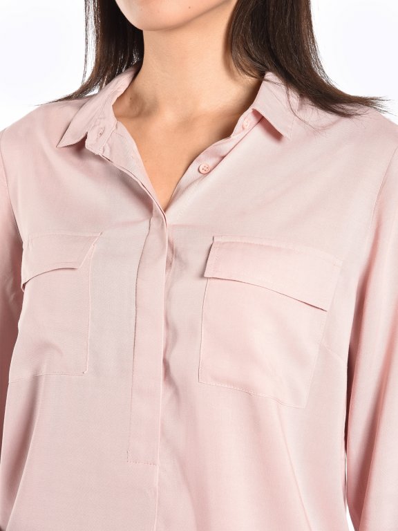 Basic viscose blouse with chest pockets