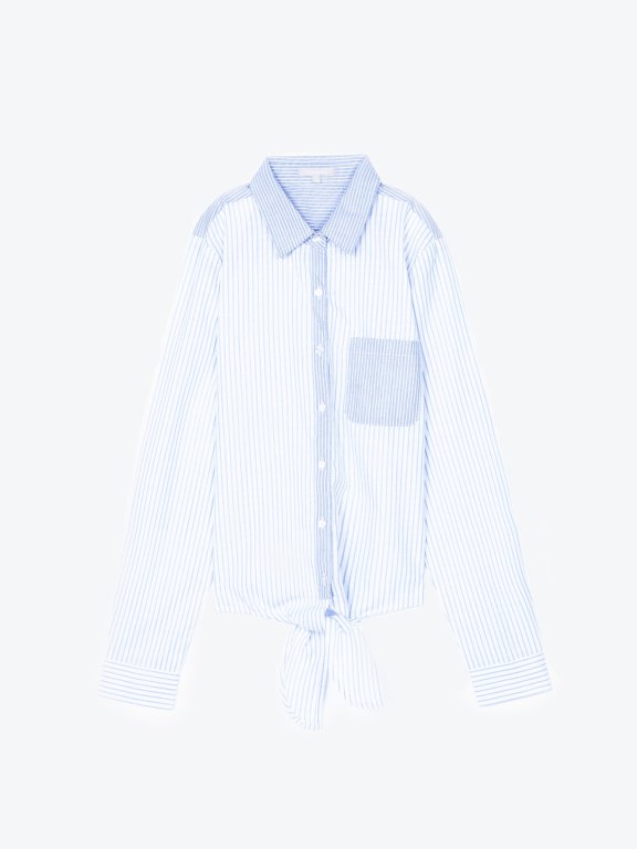 Loose fit striped shirt with front knot