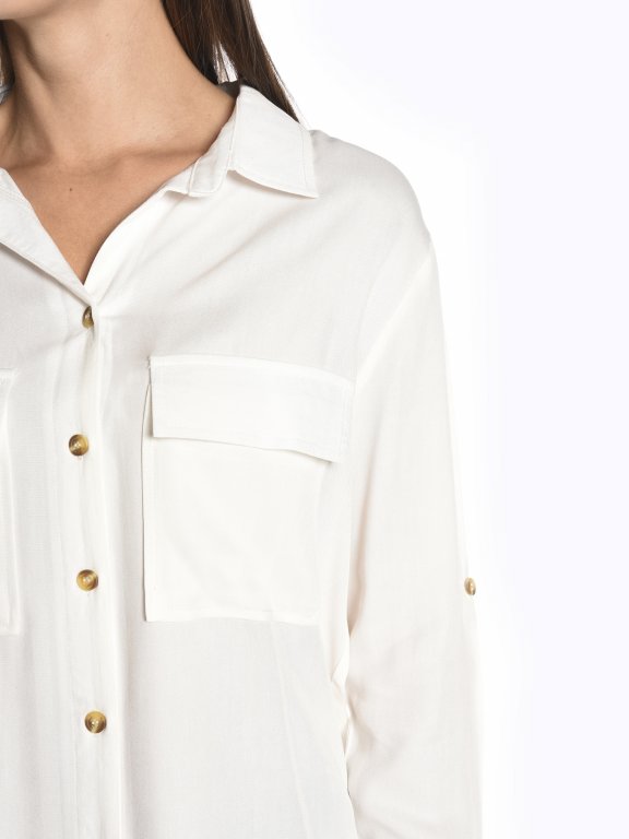 Loose fit viscose shirt with chest pockets