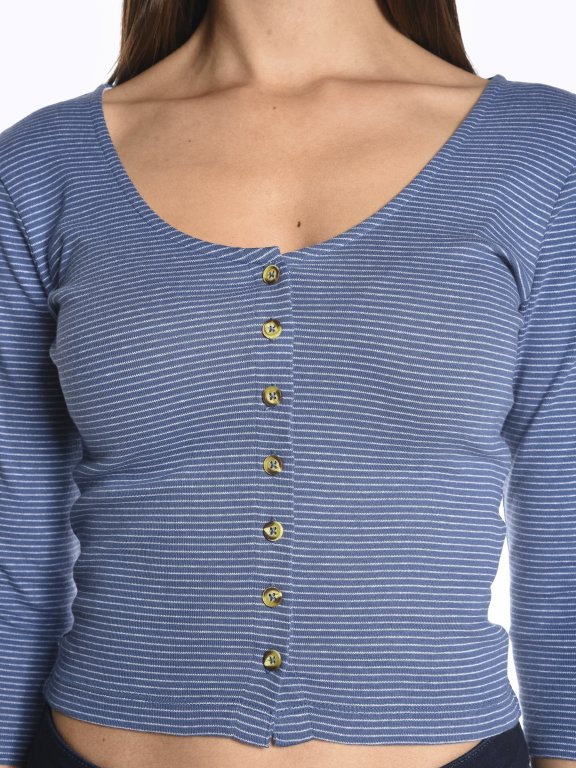 Striped top with front buttons