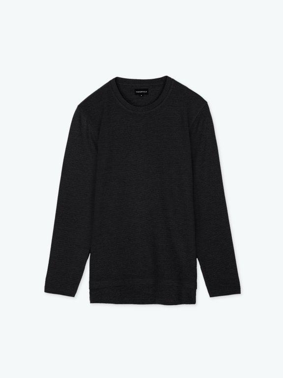 Structured t-shirt long sleeve with laered hem