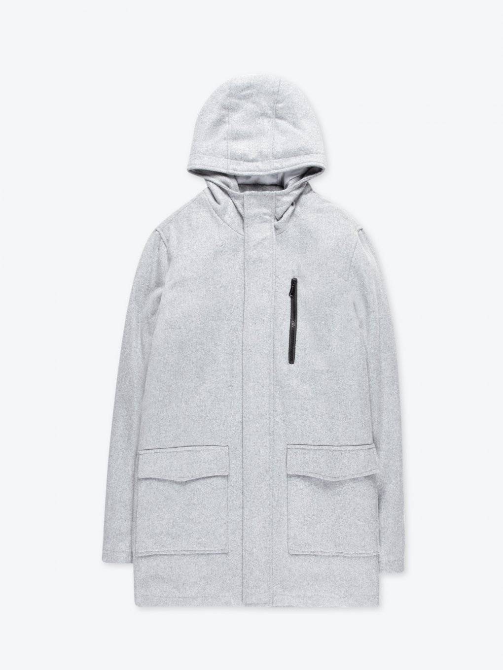 Zip-up coat with hood