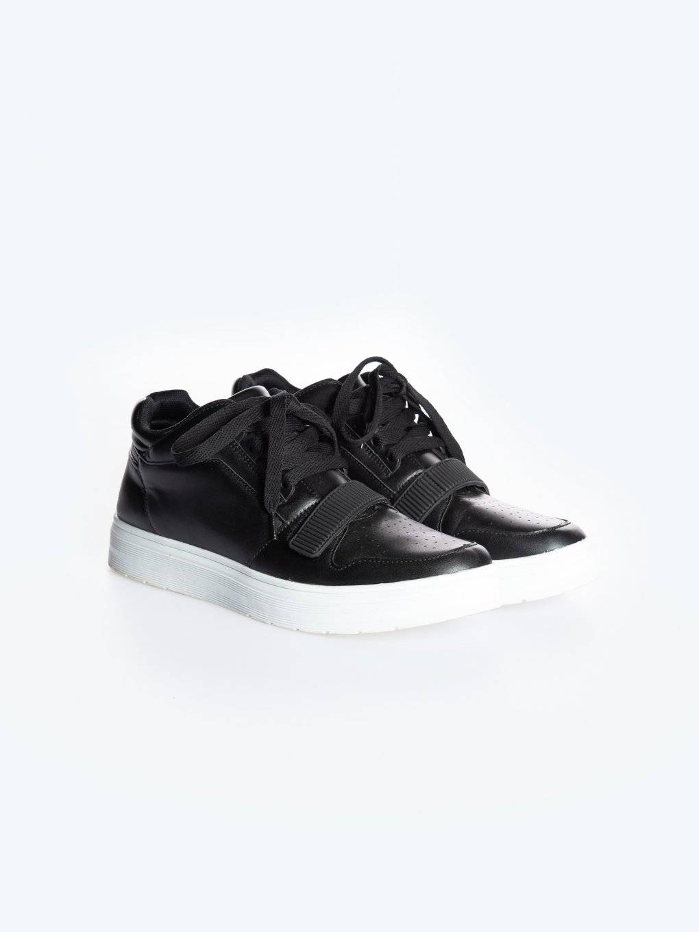 Faux leather lace-up sneakers