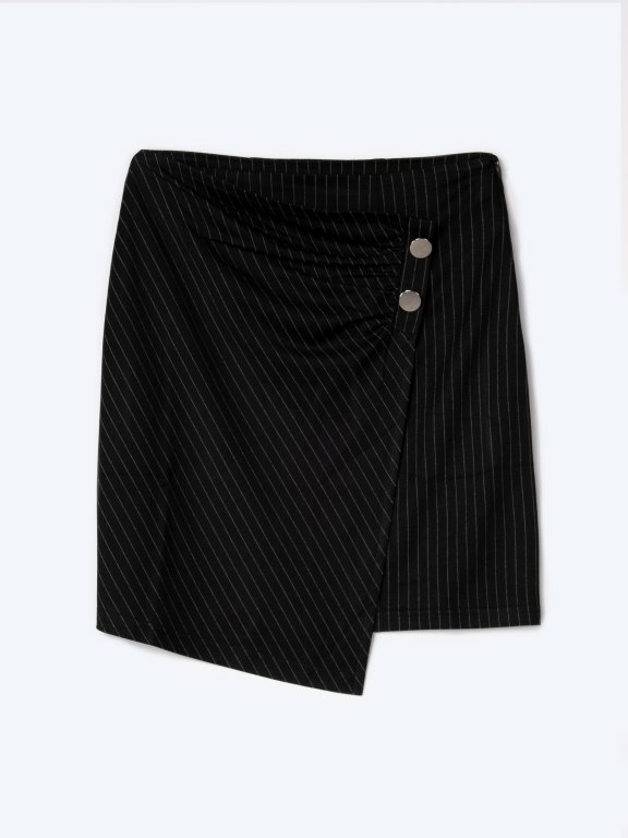 Striped skirt with asymmetric hem