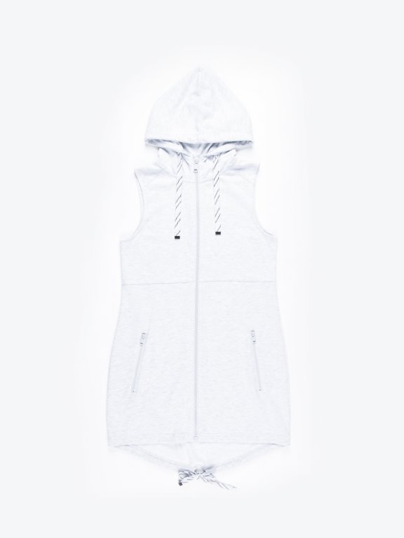 Longline zip-up sleeveless hoodie
