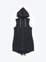 Longline zip-up sleeveless hoodie