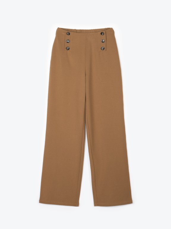 Wide leg high waisted stretchy trousers