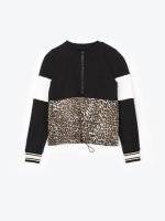 Leopard print colour block sweatshirt