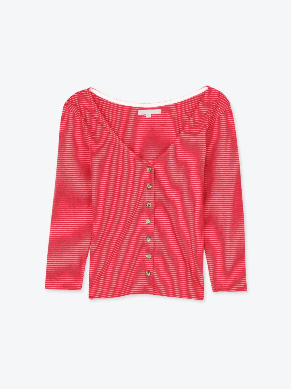 Striped top with front buttons