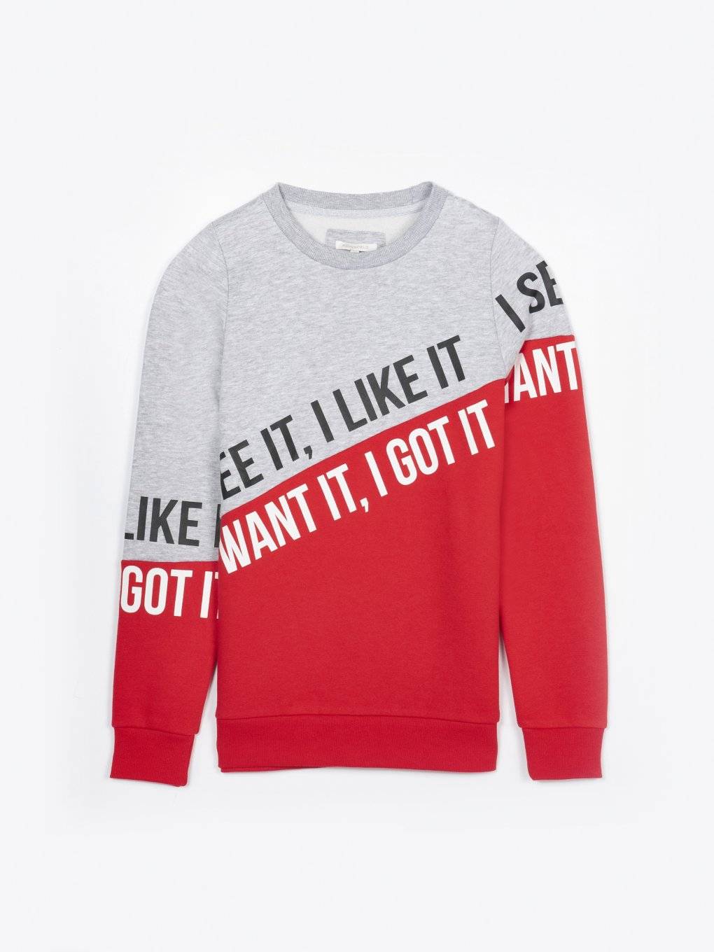 Colour block sweatshirt with message print
