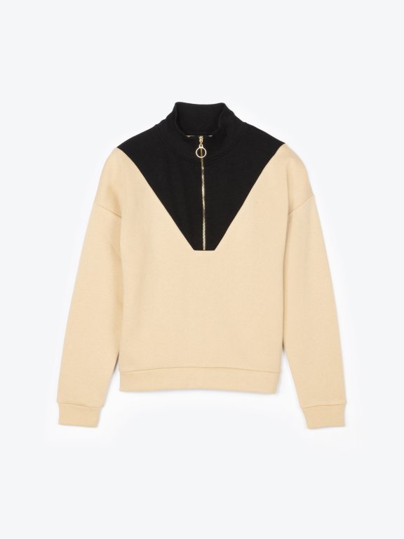Combined sweatshirt with zipper