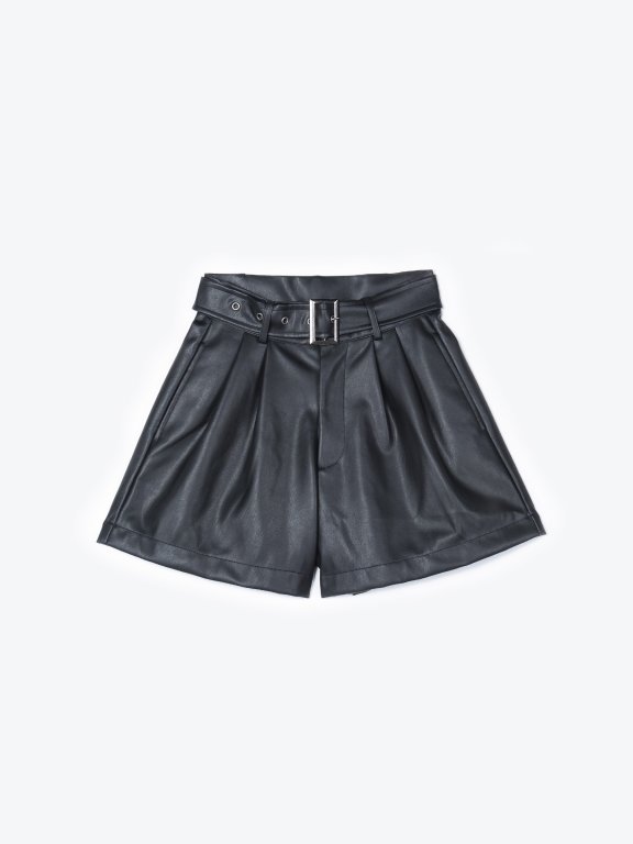 Faux leather shorts with belt