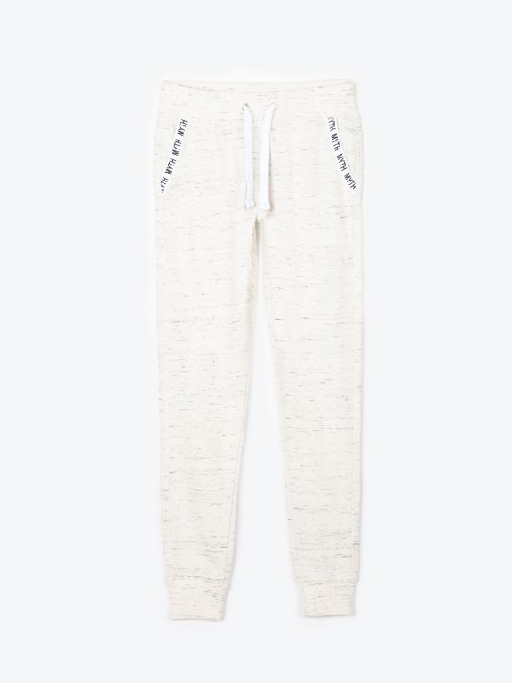 Marled sweatpants with decorative tape