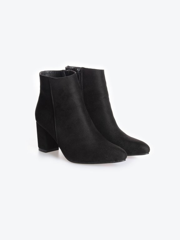 Faux suede high heel ankle boots
