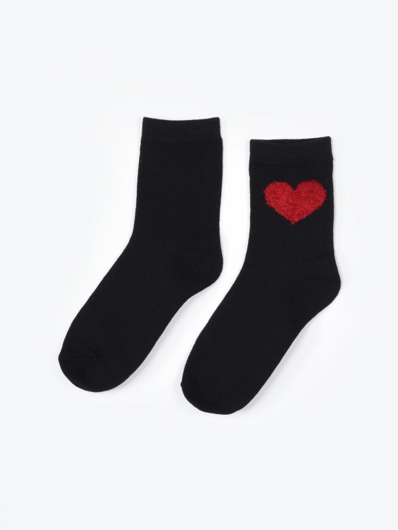Crew socks with heart