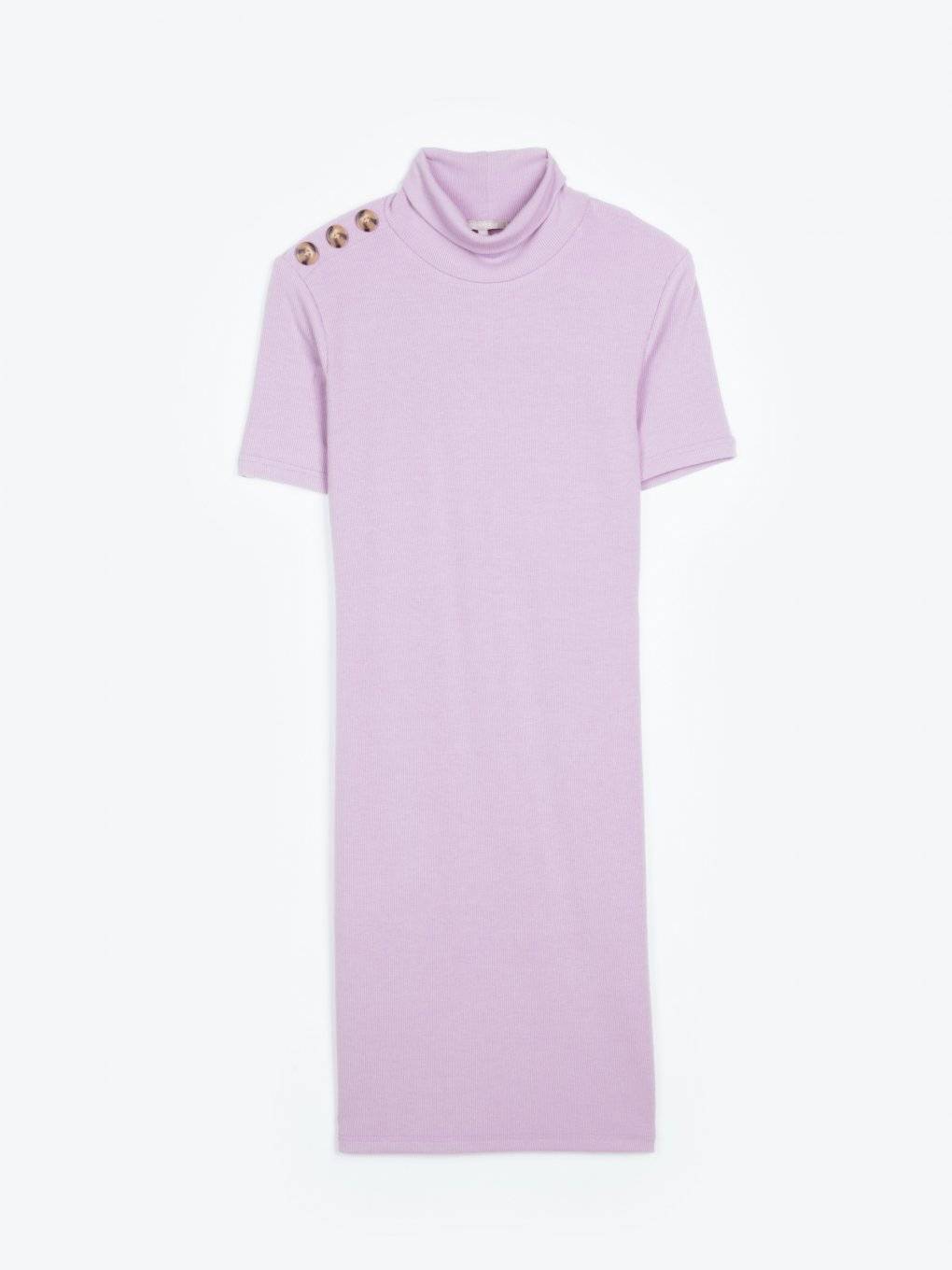Ołówkowa sukienka ze splotu żeberkowego z golfem