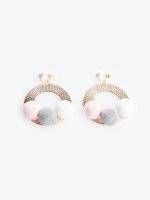 Drop earrings with pom poms