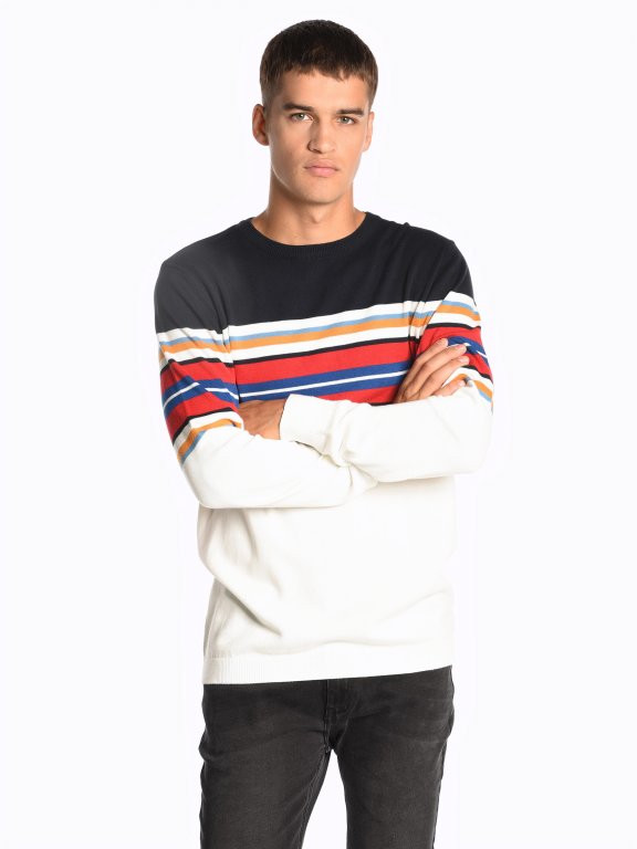 Sweter w kolorowe paski