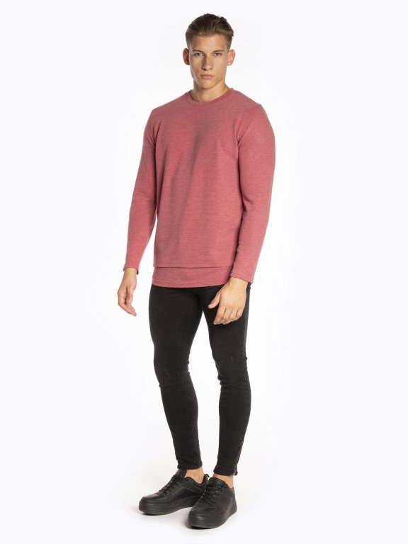 Structured t-shirt long sleeve with laered hem