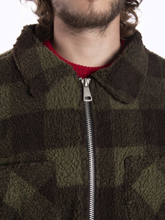 Plaid zip-up sweatshirt