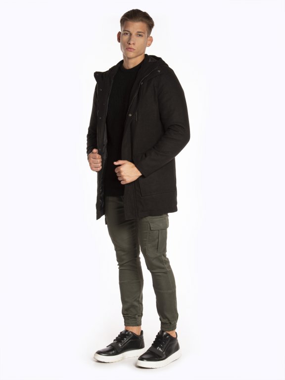 Zip-up coat with hood