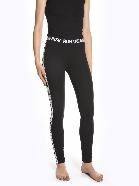 Cotton leggings with message print