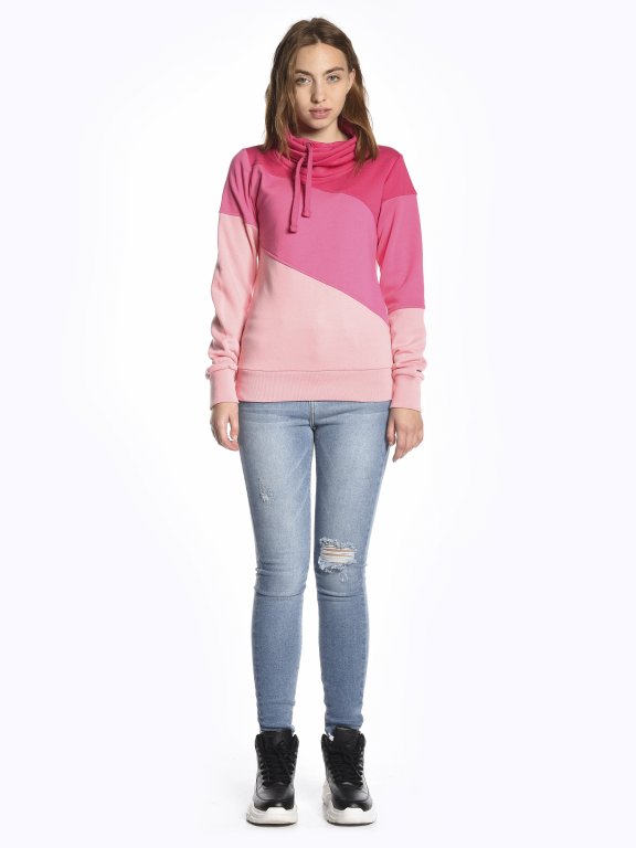 Colour block high collar sweatshirt