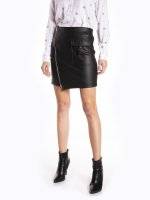 Faux leather skirt with asymmetric zipper