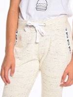 Marled sweatpants with decorative tape