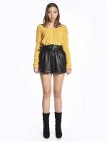 Faux leather shorts with belt