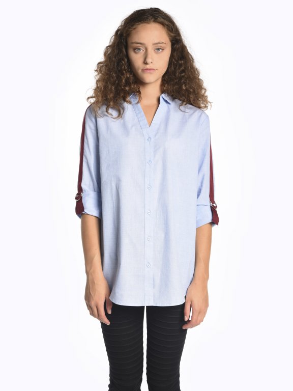 Oversized fit shirt with contrast tapes