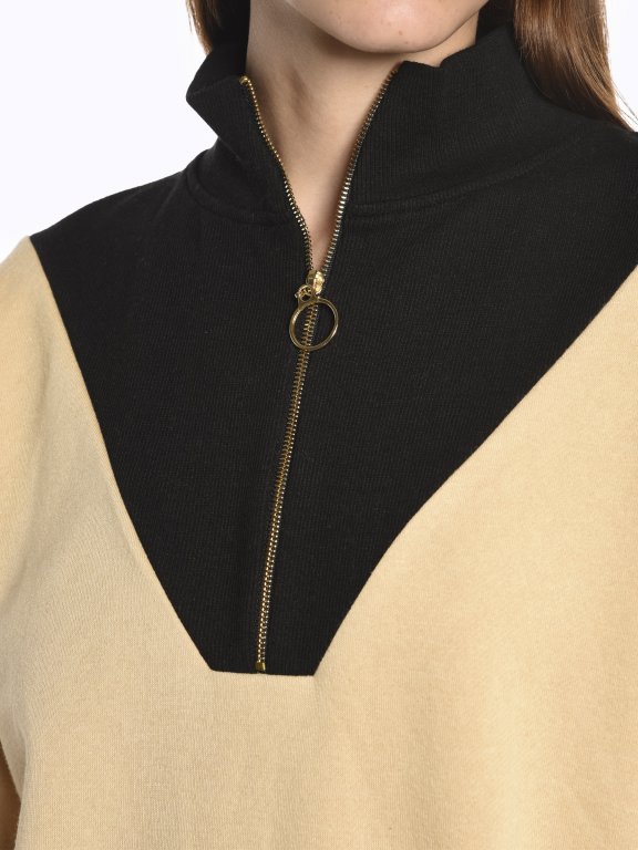 Combined sweatshirt with zipper